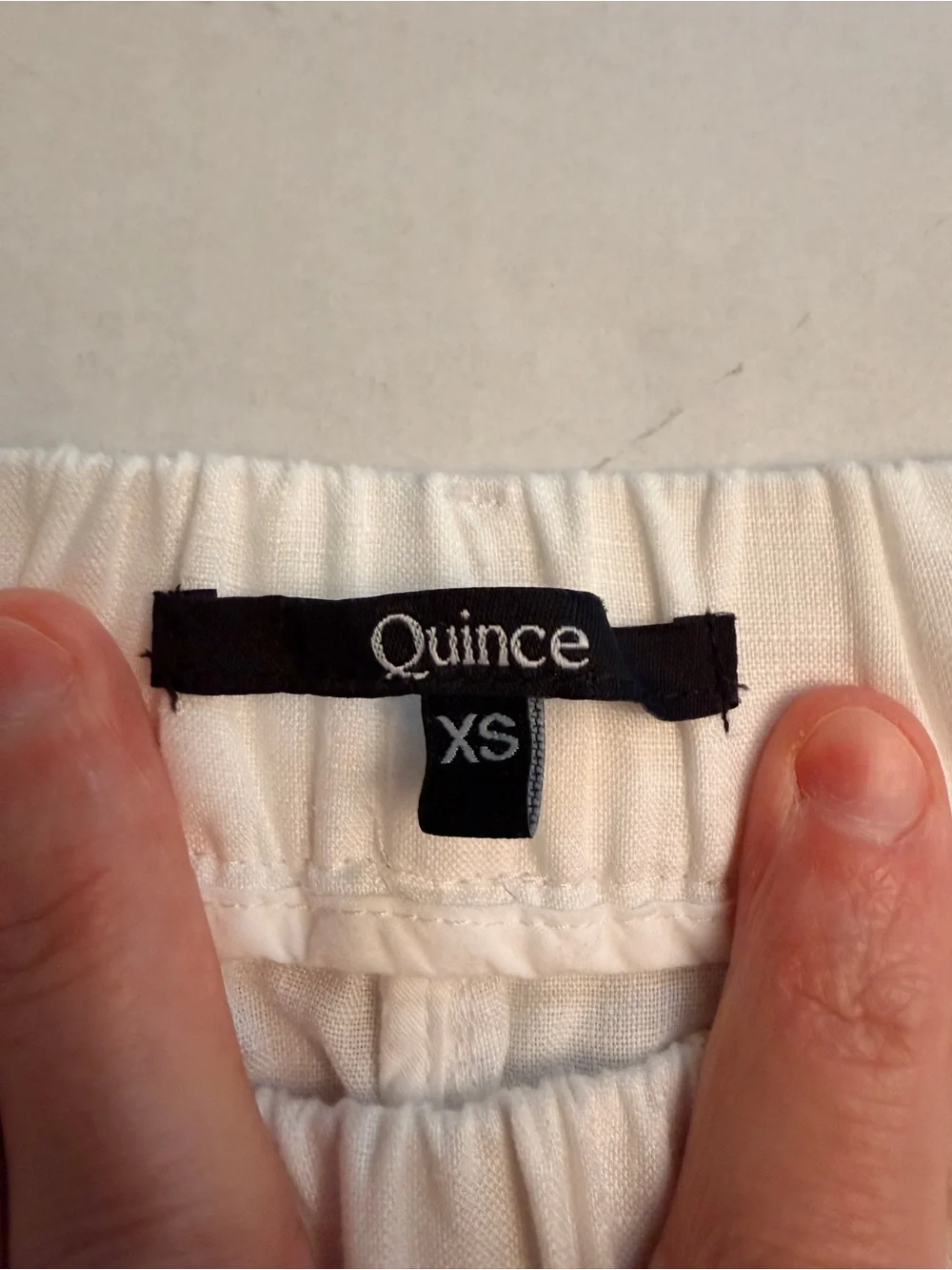 Quince Women's Size XS 100% European Linen Elastic‎ Waist Pants White 25” Inseam